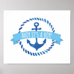 Ahoy Het is een Baby shower-teken. Poster