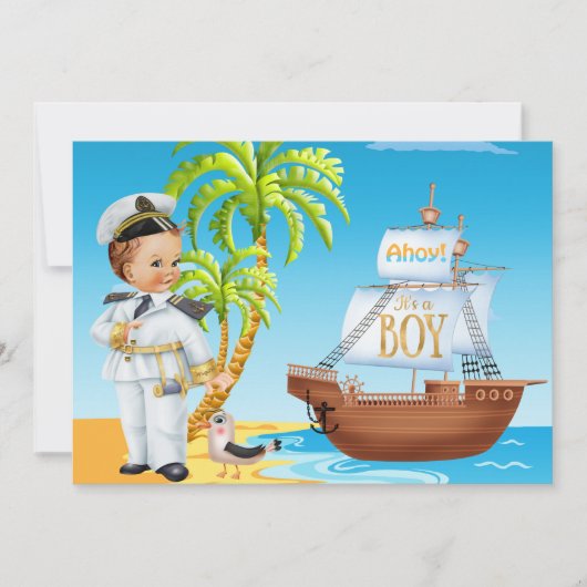 Ahoy Het is een Baby shower-uitnodiging. Kaart (Voorkant)