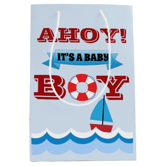 Ahoy Het is een babyBoy Gift Bag Medium Cadeauzakje (Voorkant)