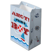 Ahoy Het is een babyBoy Gift Bag Medium Cadeauzakje (Achterkant Gekanteld)