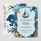 "Ahoy! Het is een Boy_ Baby shower Invitation Briefkaart (Voorkant / Achterkant)