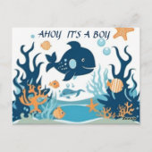 "Ahoy! Het is een Boy_ Baby shower Invitation Briefkaart (Achterkant)