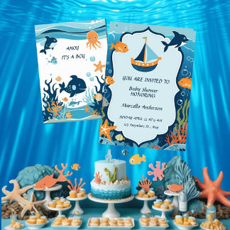 "Ahoy! Het is een Boy_ Baby shower Invitation Kaart