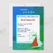 Ahoy Het is een Boy Baby shower Retro Uitnodiging (Voorkant)