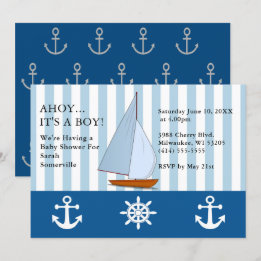 Ahoy Het is een Boy Baby shower Sailing Sepia Blue Kaart