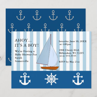 Ahoy Het is een Boy Baby shower Sailing Sepia Blue Kaart