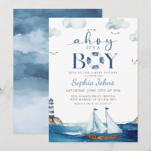 Ahoy Het is een Boy Blue Boat Nautisch baby shower Kaart