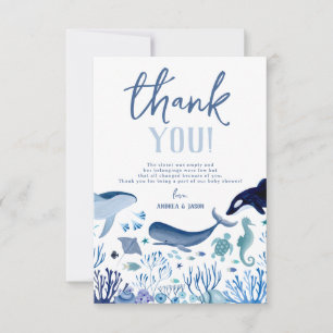 Ahoy Het is een Boy Blue Onder het Zee Baby shower Bedankkaart