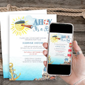 Ahoy het is een Boy Cute Nautical Baby shower Kaart