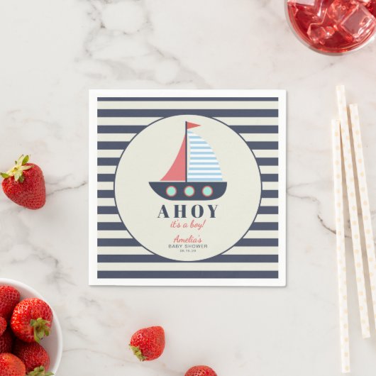 Ahoy Het is een Boy Nautical Baby shower servetten (Insitu)