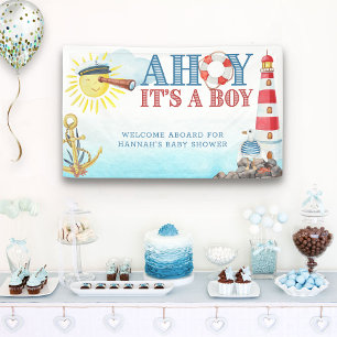 Ahoy het is een Boy Nautical Baby shower Welcome Spandoek
