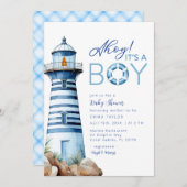 Ahoy Het is een Boy Nautical Lighthouse Baby showe Kaart (Voorkant / Achterkant)