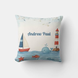 Ahoy Het is een Boy Nautical Nursery Sierkussen