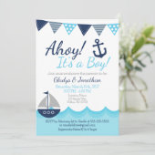 Ahoy! Het is een Boy Nautical Sailor Baby shower I Kaart (Staand voorkant)