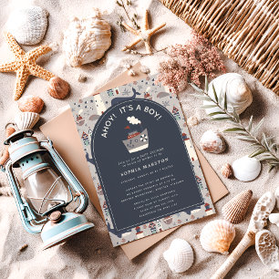 Ahoy Het is een Boy Nautisch Blauw Baby shower Uit Briefkaart