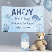 Ahoy Het is een Boy Ocean Animals Kustdieren Baby Spandoek