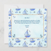 Ahoy het is een Boy Sailboat Nautisch Baby shower Bedankkaart (Achterkant)