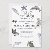 Ahoy, het is een Boy Waterverf Baby shower Kaart (Voorkant)
