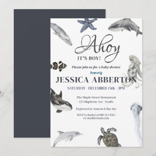 Ahoy, het is een Boy Waterverf Baby shower Kaart