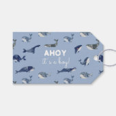 AHOY Het is een Boy Whale Baby shower Cadeaulabel (Voorkant (Horizontaal))