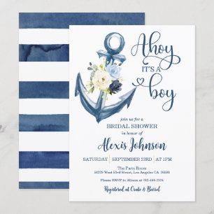 Ahoy het is een jongen Anker Baby Shower Uitnodigi Kaart