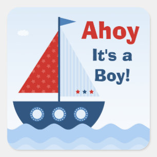 Ahoy Het is een Jongen Baby Borrel Sticker