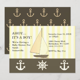 Ahoy Het is een Jongen Baby shower die Sepia Style Kaart