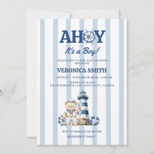 Ahoy het is een jongen baby shower kaart
