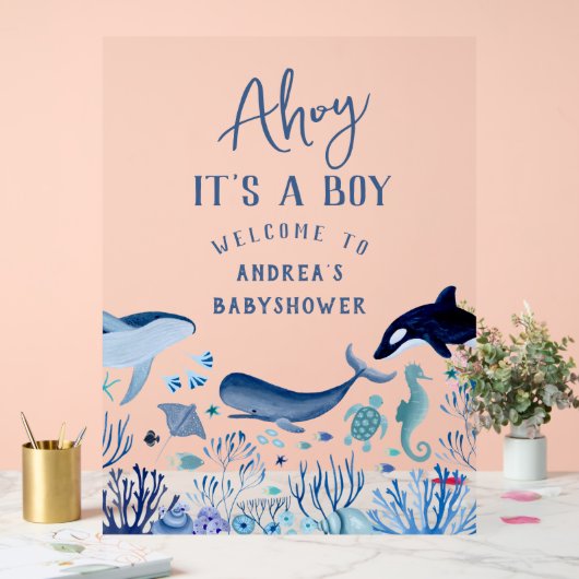 Ahoy het is een jongen Baby shower welkom Acryl Bord (Huwelijk)