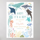 Ahoy het is een jongen Baby shower welkom teken Poster (Voorkant)
