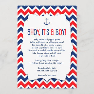 Ahoy het is een jongen baby sprinkle invite / naut kaart