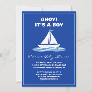 Ahoy het is een jongen! Blauwe Nautische Boot Baby Kaart