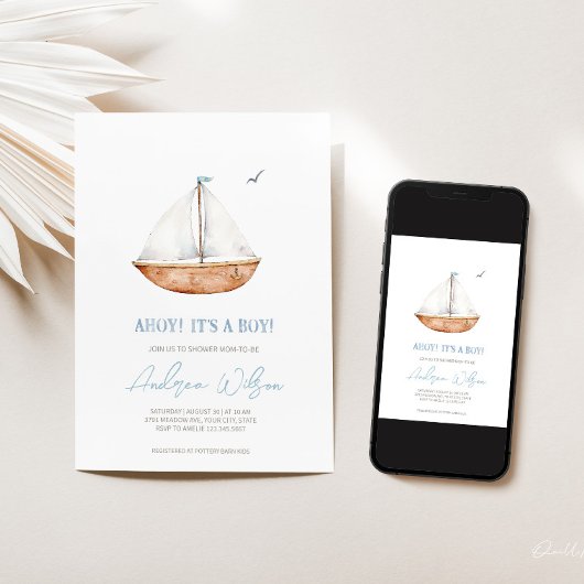 'Ahoy, het is een jongen' Charmant zeilboot Baby s Kaart