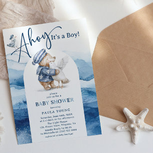 Ahoy, het is een jongen, Cute Nautical Baby Borrel Kaart