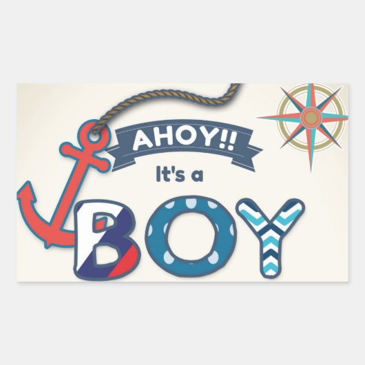 Ahoy Het is een jongen Envelope sticker Nautical (Voorkant)