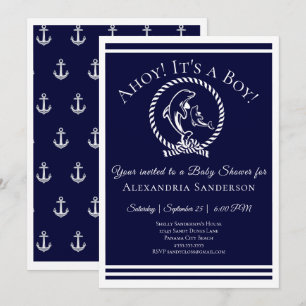 Ahoy, het is een jongen! Nautical Baby shower Invi Kaart