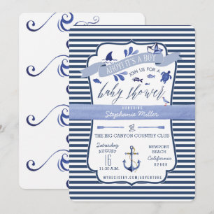 Ahoy Het is een Jongen Nautical Baby Shower Invita Kaart