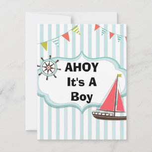 Ahoy Het is een Jongen Nautical Baby shower Invita Kaart