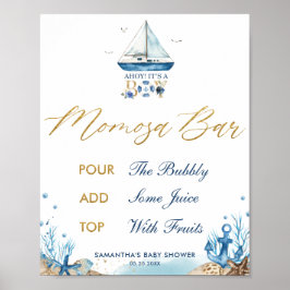 Ahoy Het is een jongen Nautical Baby shower Momosa Poster