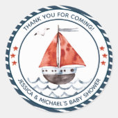 Ahoy Het is een jongen Nautical Ronde Sticker (Voorkant)