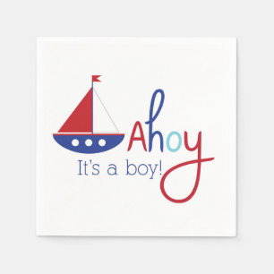 Ahoy het is een jongen! Nautilus baby shower serve Servet