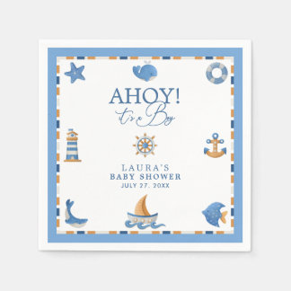 Ahoy Het is een Jongen Nautilus Oceaan Baby Borrel Servet