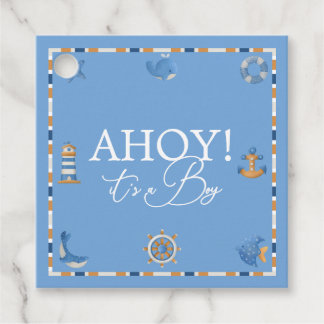 Ahoy Het is een Jongen Nautilus Zeiler Oceaan Baby Bedankjes Labels