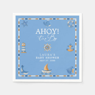 Ahoy Het is een Jongen Nautilus Zeiler Oceaan Baby Servet