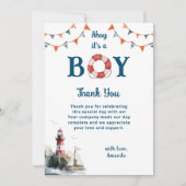 Ahoy Het is een Jongen Nautisch Baby shower Bedankkaart (Voorkant)