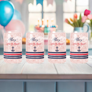 Ahoy, het is een jongen! Nautisch Baby shower Blikvorm Glas