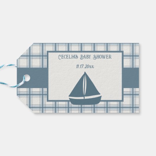 Ahoy Het is een Jongen Nautisch Baby shower Cadeaulabel (Achterkant Horizontaal)