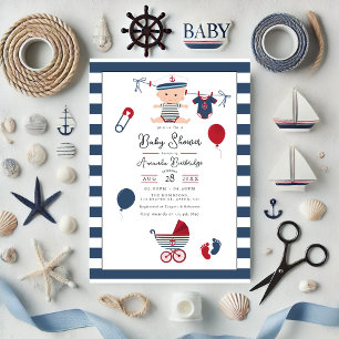 Ahoy, het is een jongen! nautisch Baby shower Kaart
