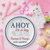 Ahoy Het is een Jongen Nautisch Baby shower Papieren Bordje (Feest)