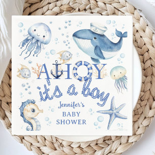 Ahoy Het is een Jongen Nautisch Baby shower Servet